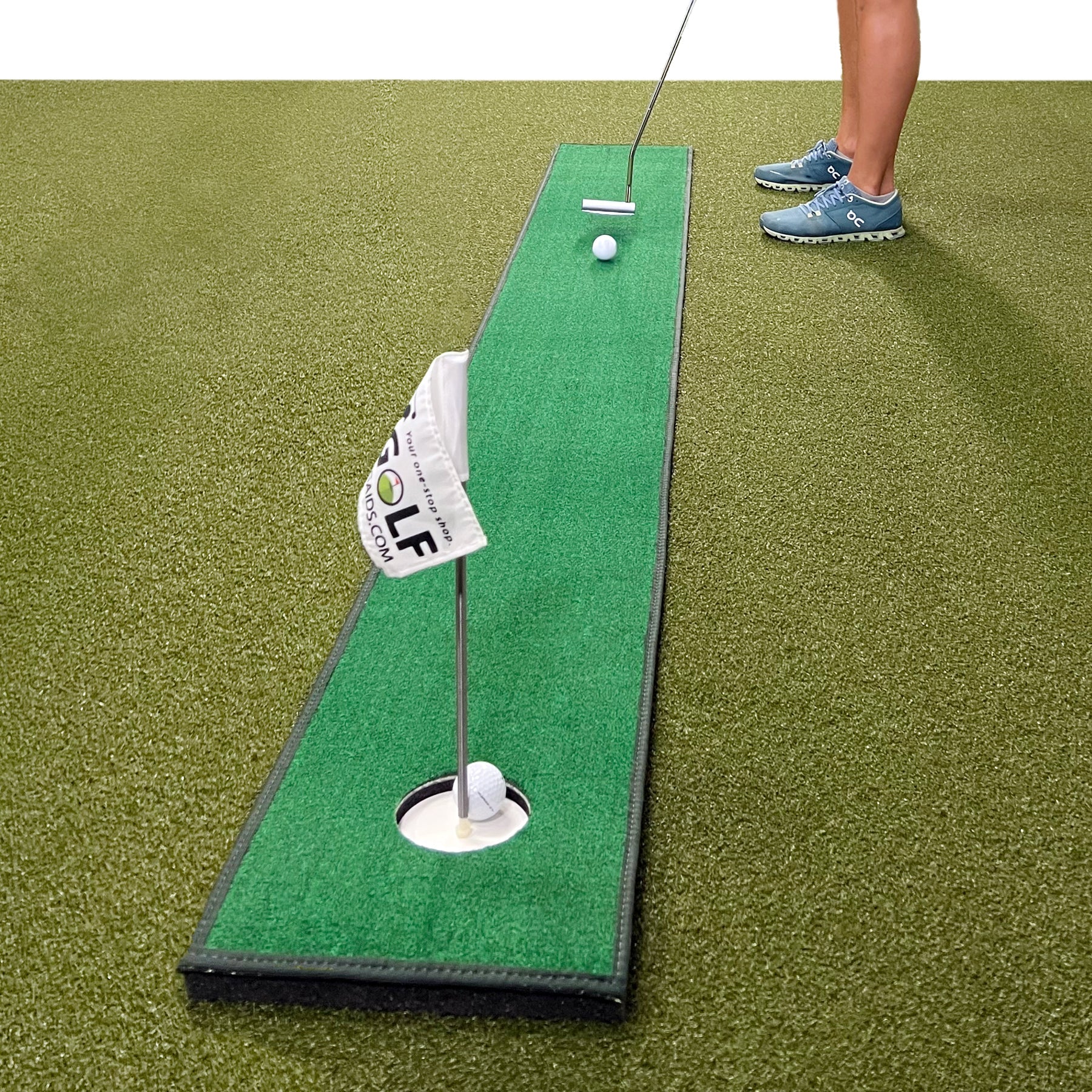 Home Putt - Portable Golf Putting Mat - Perfect Golf Training Aid to Practice your Golf Game Everywhere You Go - 1 Ft by 8 Ft Mini Golf Putting Green - Image 9
